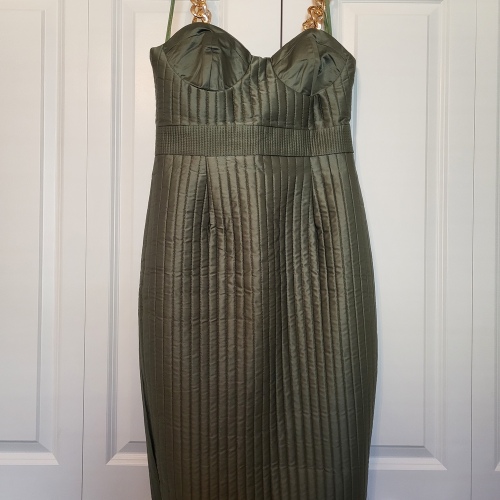 ASOS Design Strapless Olive Green Dress